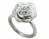 Petite Satin Ribbon Rose Flower Ring