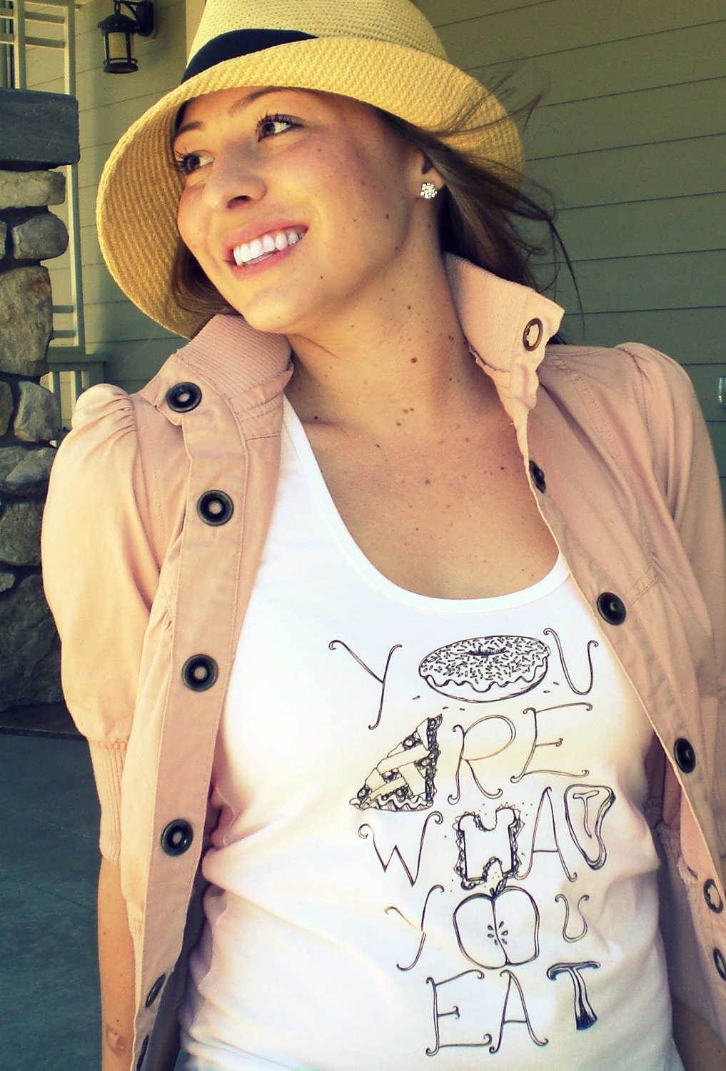 Cleaning Out Our Closet Sale- You Are What You Eat racerback tank Womens XS