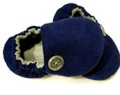 baby toddler shoes 'Leo' dark BLuE CoRDuRoY with gray accents ....soft soled shoes...Newborn to 24 months...