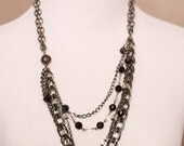 Allure the Night - Black and Silver Bib Statement Necklace
