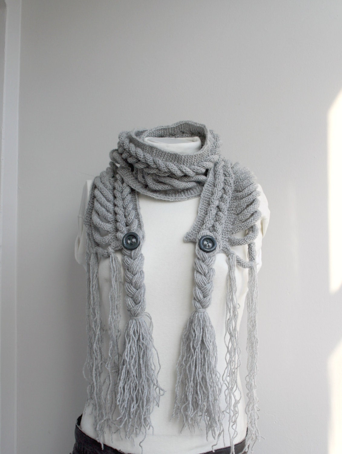 Free SHIPPING Grey Gray Wool  Scarf Holiday Gift under75 Christmas
