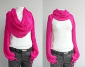 FREE Shipping Long sleeve Fuchsia Bolero Scarf Shawl Neckwarmer Mothers Day Gift under 100