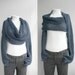 Free Shipping Long sleeve Indigo Denim Blue  Bolero Scarf Shawl Neckwarmer Gift Under 100 Mothers Day Gift
