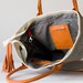 Stripe shoulder bag , purse in cotton canvas and orange leather - Kallisto bag
