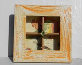 Part printer's type case in a frame, display thimbles, etc.