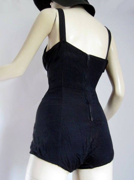 Vintage Swimsuit Draped PinUp Covergirl Bombshell Swim suit Catalina Black