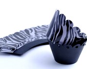Gray and Black Zebra Print - 24 Cupcake Wrappers
