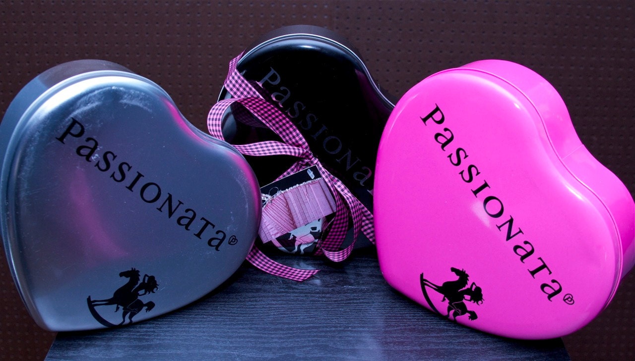 Valentine's Day Heart Shaped Reusable Tin Boxes Black, Neon Pink or Silver