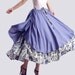 light blue floral linen maxi skirt dress (0096)