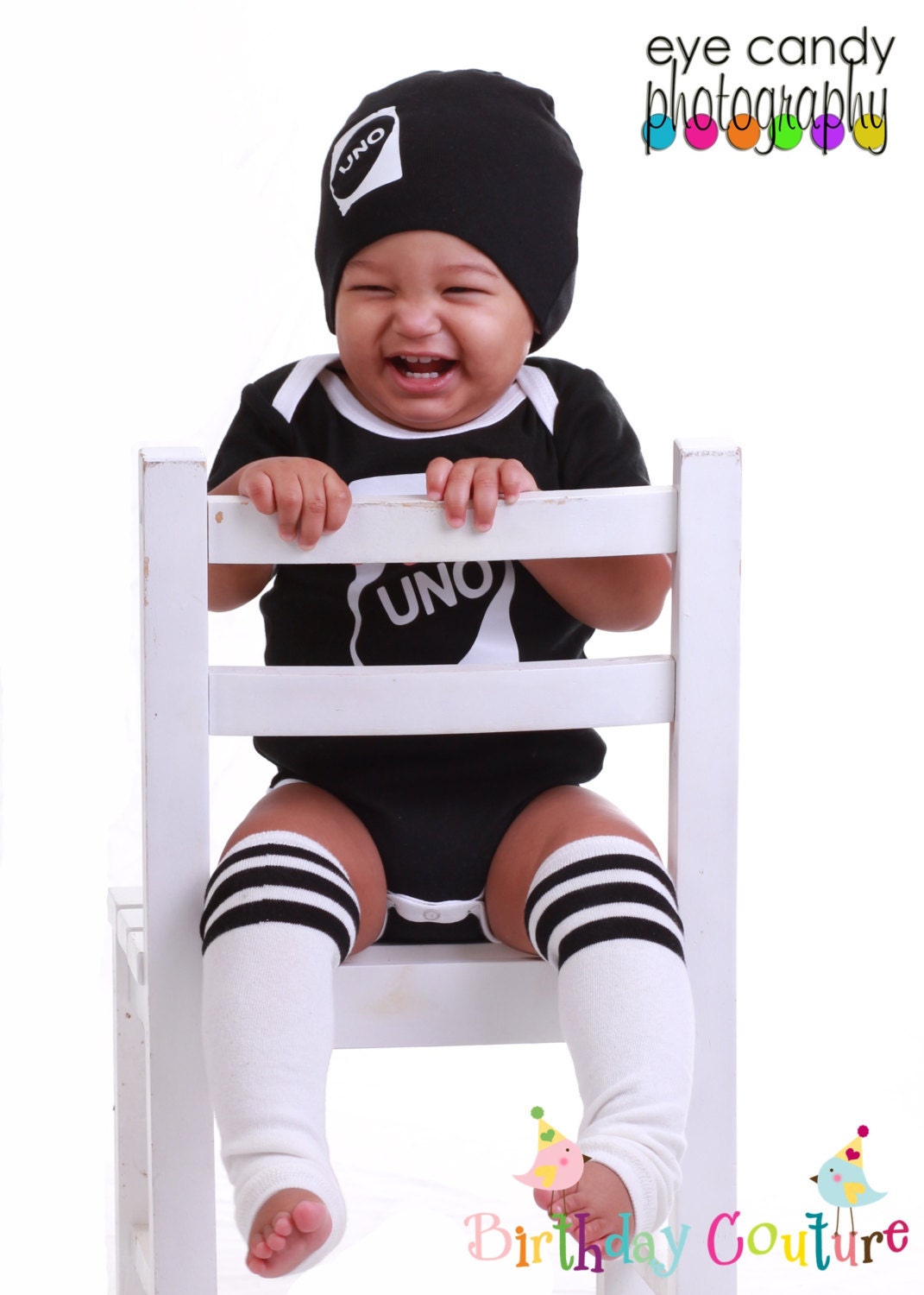 UNO First Birthday Black Skull Cap - Cute hat for boys or girls turning one -