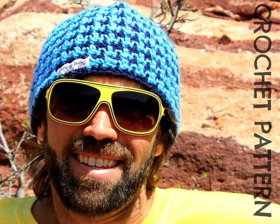 CROCHET HAT PATTERN - Reversible Houndstooth Beanie