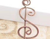 Copper shawl pin or scarf pin in letter 'S' personalized initial with a pin stick