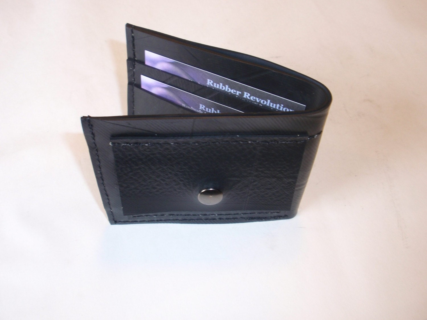Handmade Recycled Rubber Bifold Wallet with Change Purse
