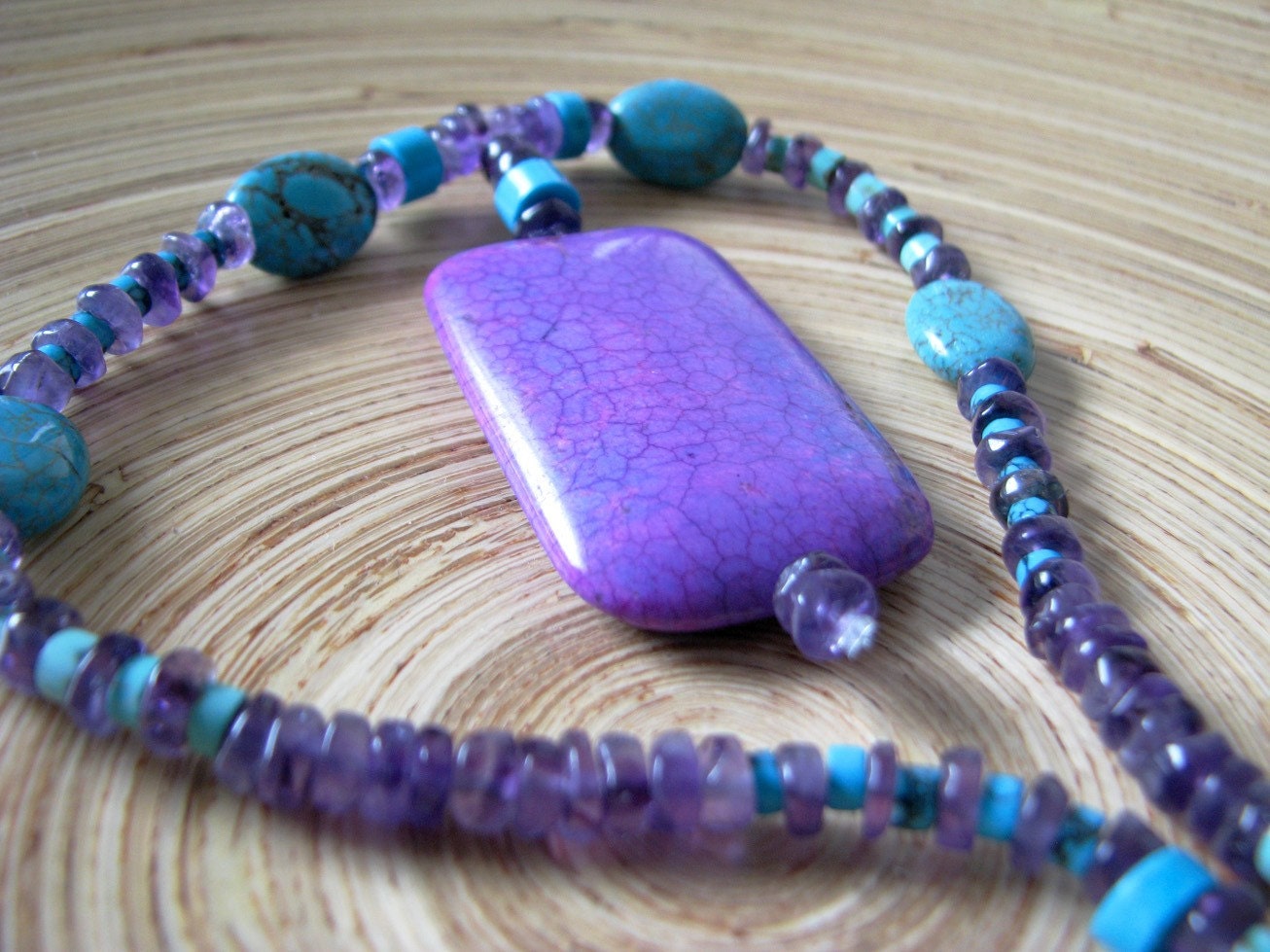 Purple Amethyst Turquoise Sadayo Necklace by Lucem
