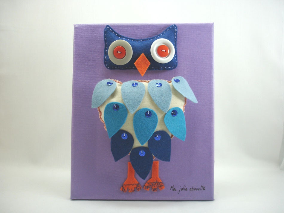 Baby canvas art, Canvas wall art in kids, Art acrylic for children, Owl felt illustration, Nursery wall decor