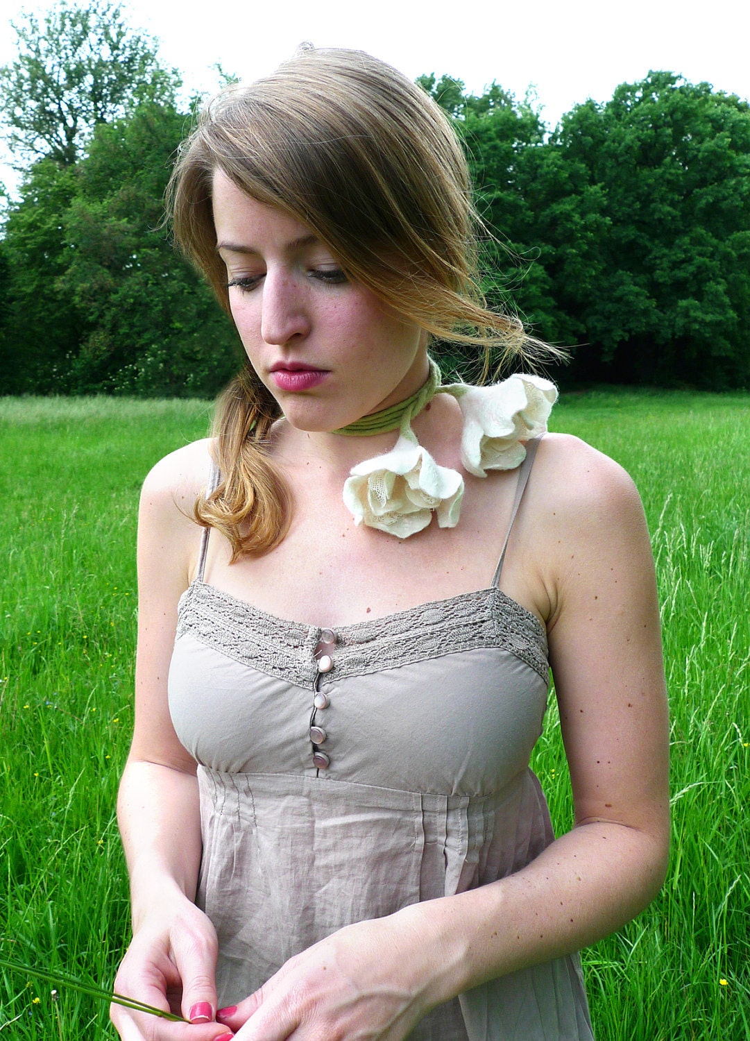 Felt Necklace with Lace