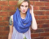 Naturally Dyed Nautical Navy Blue Extra Long Cotton Snood Infinity Scarf, Womens Organic Ombre Summer Accessory