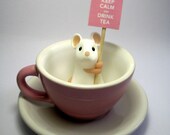 Pink Teacup Mouse - 'Keep Calm and Drink Tea'