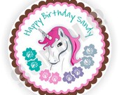 40 Thank You 2 inch circle Stickers - Birthday - Baby Shower - Bridal Shower - Envelope Seal - Address Label - Unicorn Theme - Personalized Il_170x135