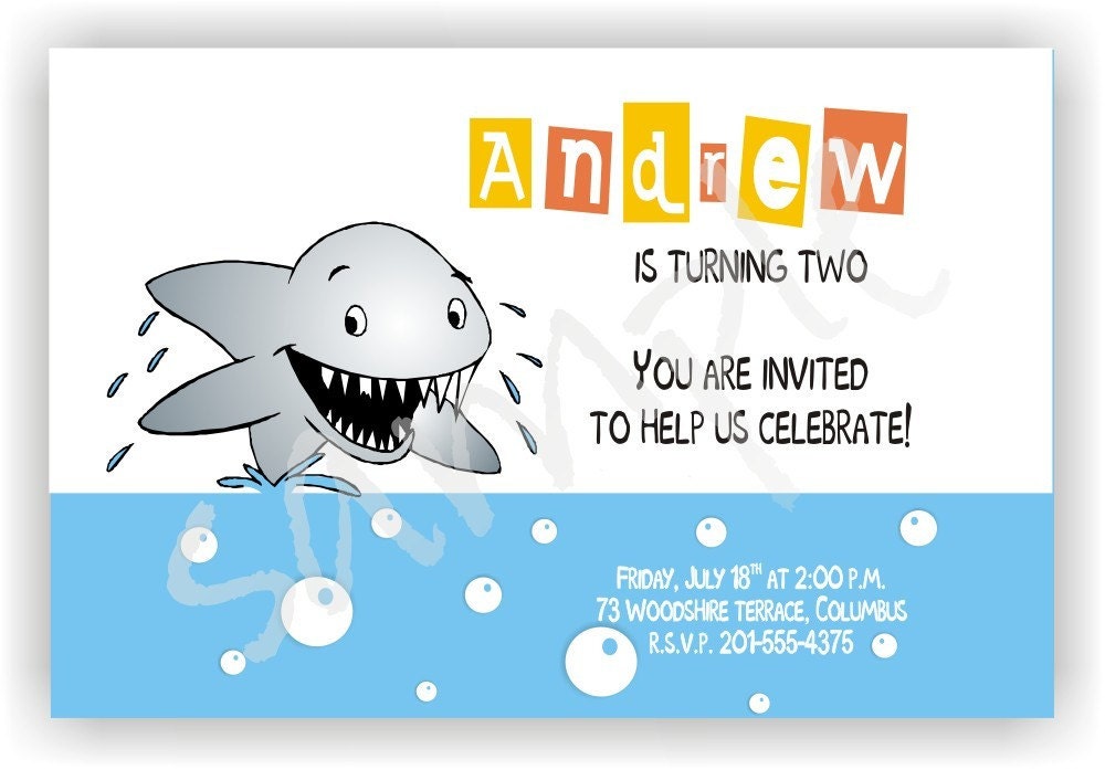 Funny Shark Theme - Birthday Invitation PDF file Il_170x135