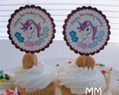 12 Unicorn Theme - Cupcake Toppers - Personalized - Birthday - Baby Shower - Choose the design Il_170x135