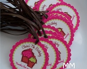 24 Thank You 2.5 inch circle Tags with Scalloped edges- Birthday - Baby Shower - Bridal Shower - Thank You - Cupcake Theme - Personalized Il_170x135