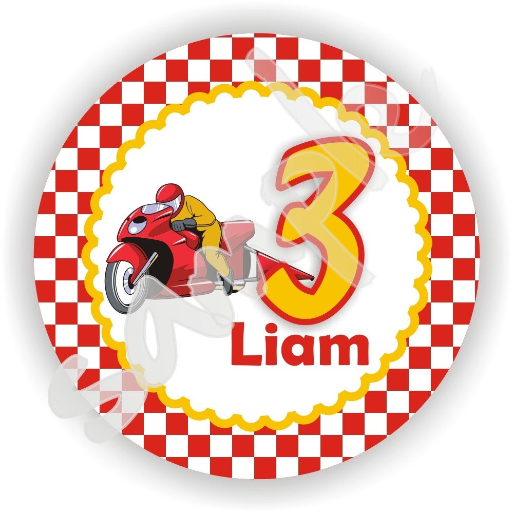 40 Thank You 2 inch circle Stickers - Birthday - Baby Shower - Envelope Seal - Address Label - Motorcycle Theme - Personalized Il_570xn