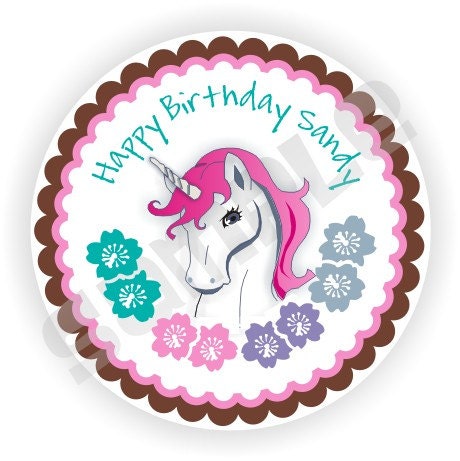 40 Thank You 2 inch circle Stickers - Birthday - Baby Shower - Bridal Shower - Envelope Seal - Address Label - Unicorn Theme - Personalized Il_570xn