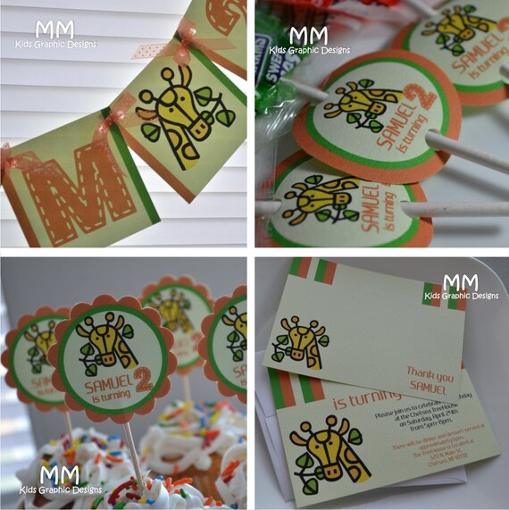 Giraffe Theme - Birthday Custom Package - Set of 20 Il_570xn
