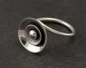 Sterling Silver Ring- Silver Disc Ring- Artisan Metalwork Ring- Handmade Modern Silver Jewelry- "Spherical Disc Ring" size 7 & 7.5