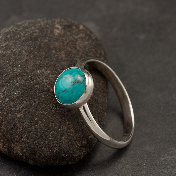 Turquoise Ring- Large Turquoise Ring- Silver Turquoise Ring- Sterling Silver Ring- December Birthstone- silver jewelry- 6, 7, 8