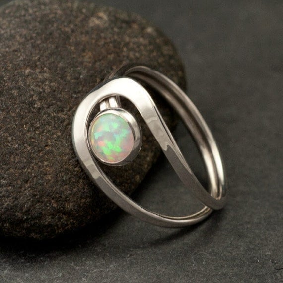 Opal Ring- Silver Opal Ring- Gemstone Ring- Sterling Silver Stone Ring- handmade sterling silver jewelry: sizes 4 -10