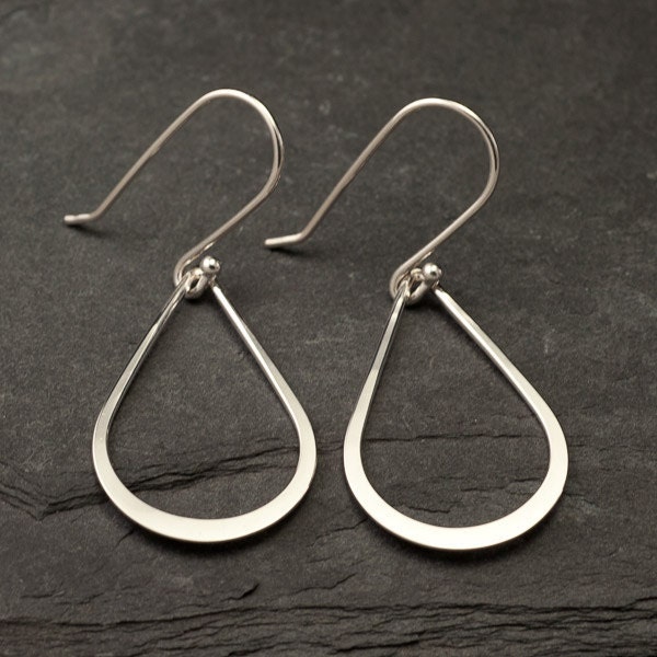 Silver Drop Earrings- Sterling Silver Teardrop Earrings- Silver Dangle Earrings- Handmade Sterling Silver Earrings- Simple Silver Earrings