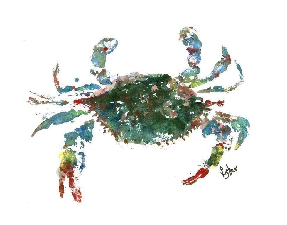 Blue Crab - Gyotaku Fish Rubbing - Limited Edition Print (13 x 13)
