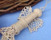 Fairy Angel Necklace, Woven Pendant, Lace Net Jewelry, Vintage Look