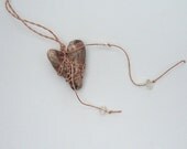 Dusty Rose mY hEaRT bELoNGS tO YoU Crocheted Lace and Pottery Heart Necklace Blush Pink