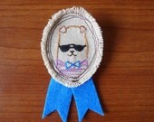Medal Brooch - Embroidered Sunglasses Bear