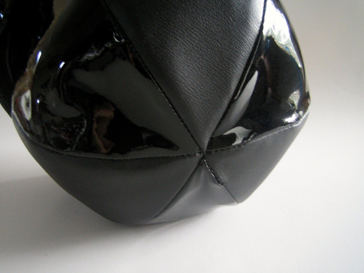 60's Era High Fashion Mod Bubble Hat in Black Matte & Black Patent Vinyl