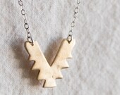 Brass Chevron Arrow necklace with Sterling SIlver chain - cast