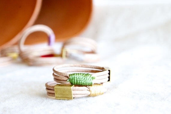 Leather and Brass ring - ONE
