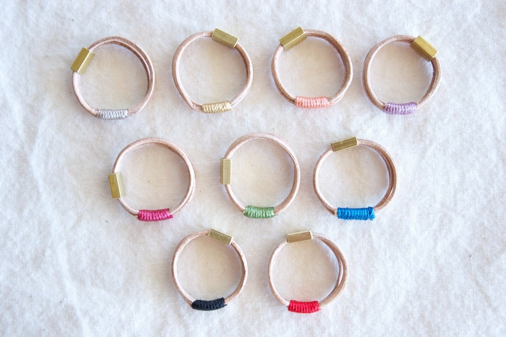 Leather and Brass ring - ONE
