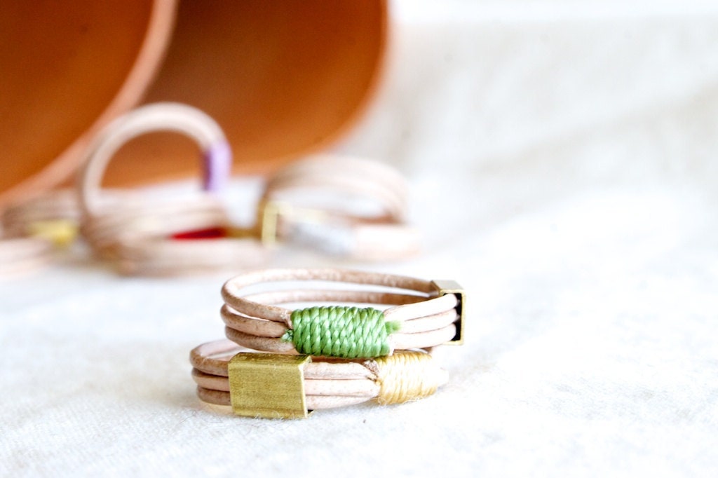 Leather and Brass ring - ONE