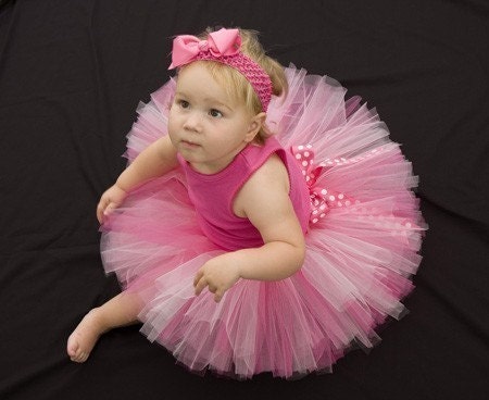 Cole Baby Tutus/ Mixed pinks tutu with bow Sizes Newborn-6 Ships in 2-4 DAYS