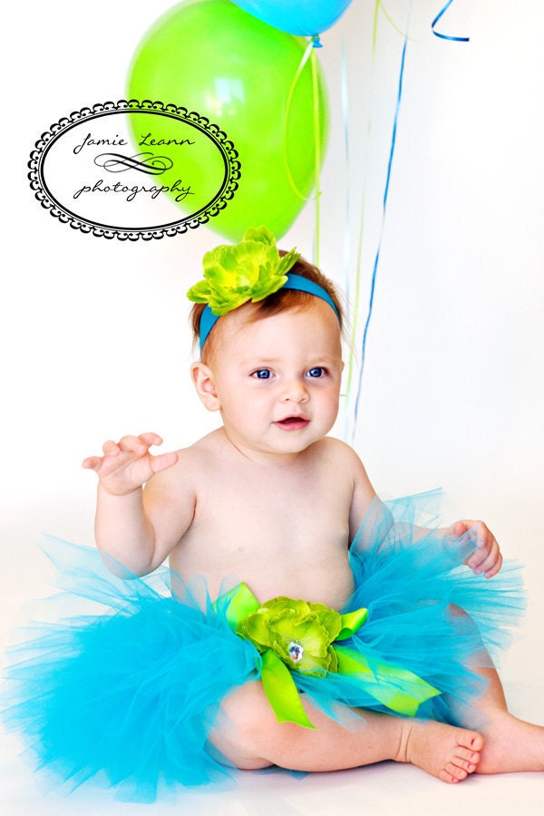 Carribean Waters Tutu with Headband Sizes Newborn to six SHIPS in 2-3 DAYS