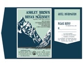 Vintage Mountain Wedding Invitation Pocketfold - SAMPLE