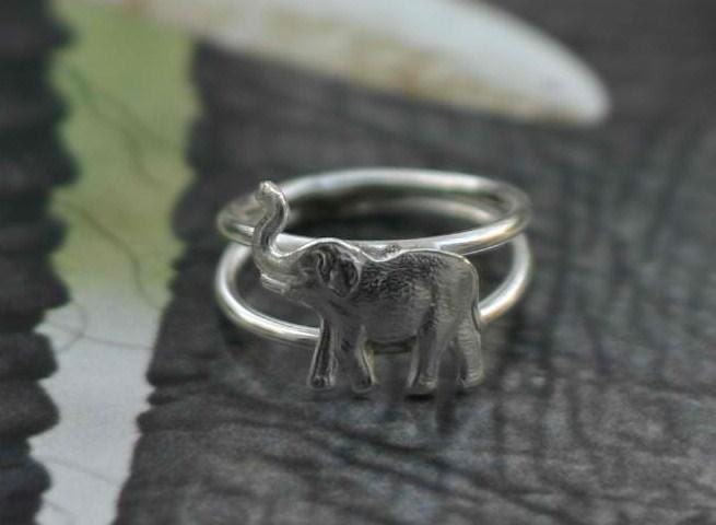 Sterling Silver Ring Elephant Trunk Up Good Luck