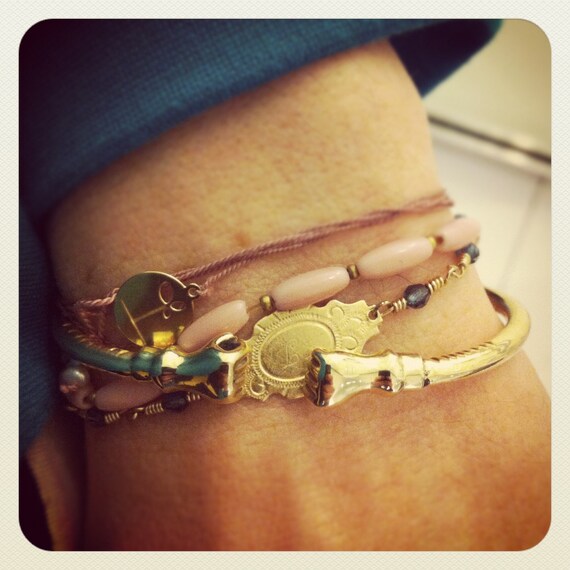 Retro Jewelry Brass Bracelet 80s Fist Style Fits Up to Size 7 inch Wrist
