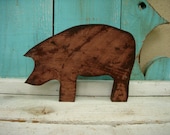 Dirty Little Pig - Handmade Wooden Pig in Your Antiqued Color Choice - Using Reclaimed Old Wood
