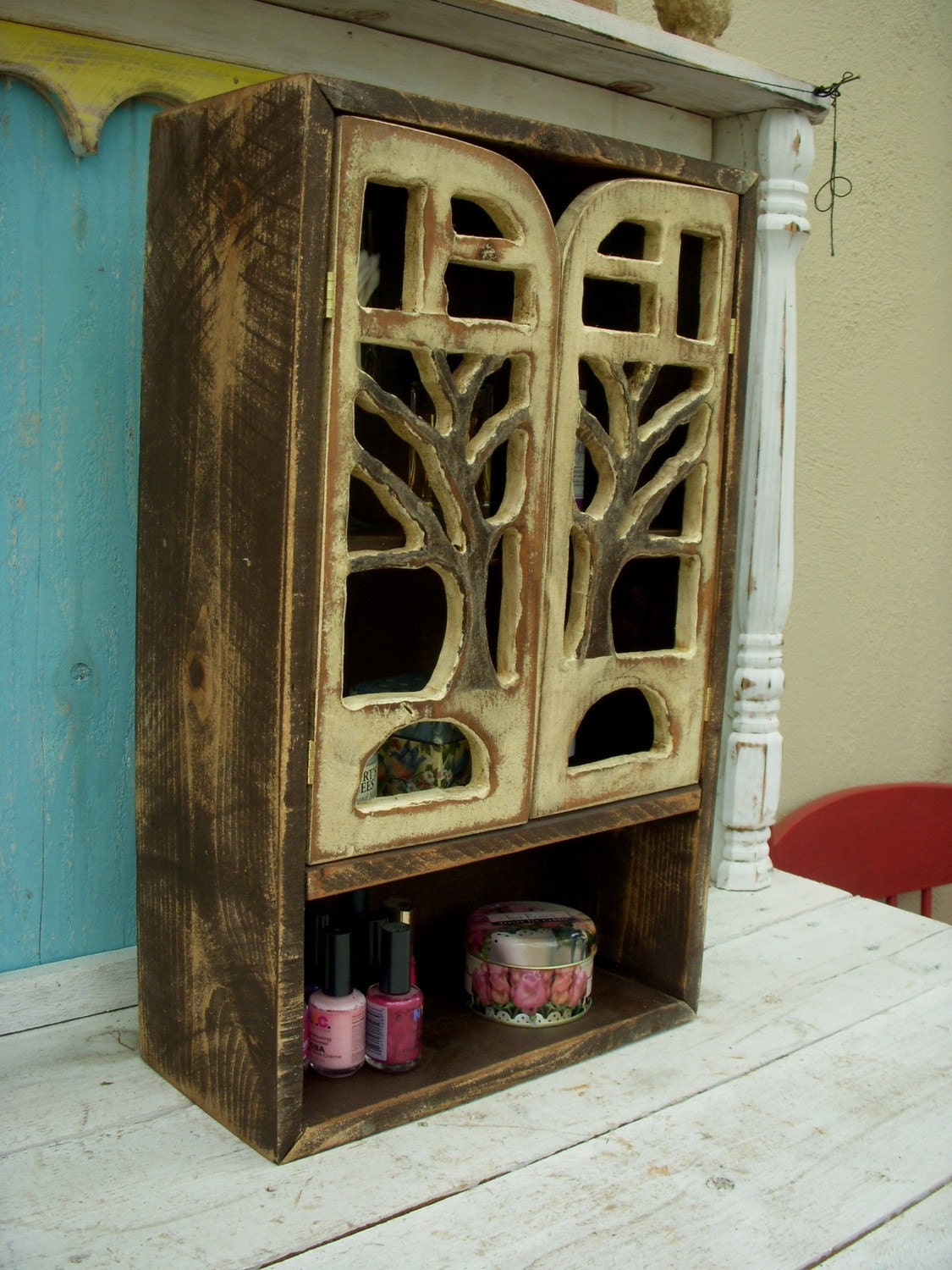Wall Cabinet Handmade Oak Tree - Woodland Shelf Cabinet