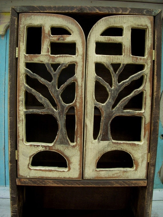 Wall Cabinet Handmade Oak Tree - Woodland Shelf Cabinet